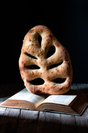 Fougasse on open recipe book