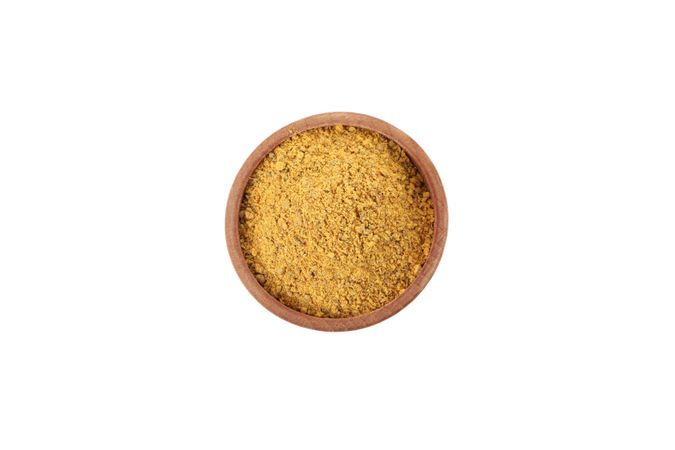 Top view of bowl of curry powder