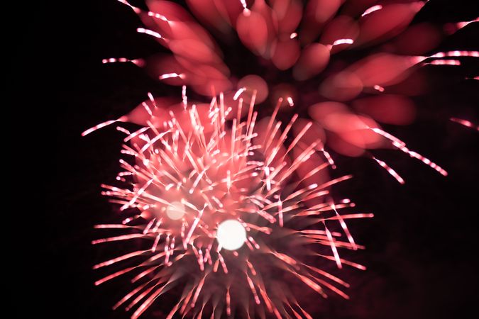 Bright fireworks on night sky