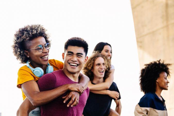 Diverse group of young people having fun together