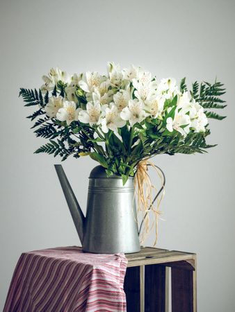 Bouquet of blooming flowers in vase
