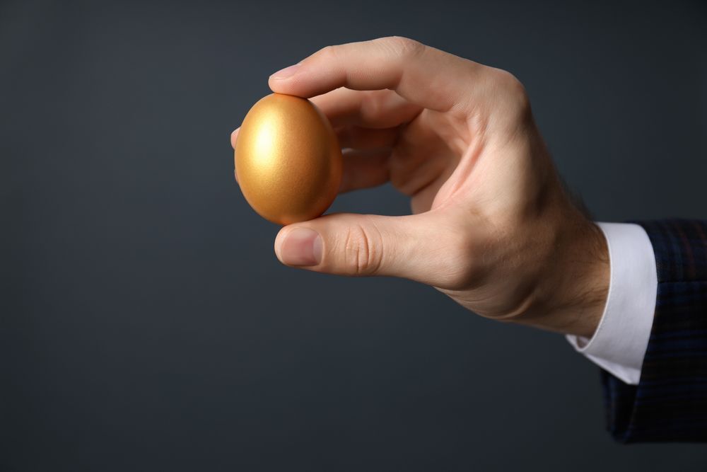Concept of wealth and retirement - golden eggs