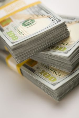 Stacks of Newly Designed One Hundred Dollar Bills