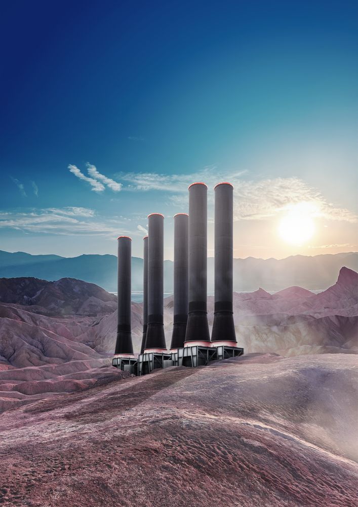 Pillars in vast terrain