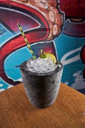 Refreshing drink with ice cubes