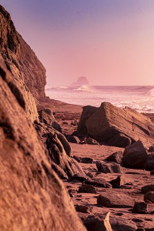 Rugged rocky landscape of a west coast beach