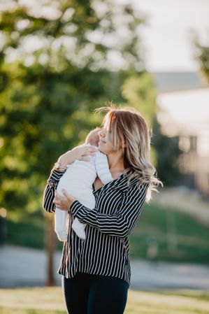 young mother and his baby with down syndrome