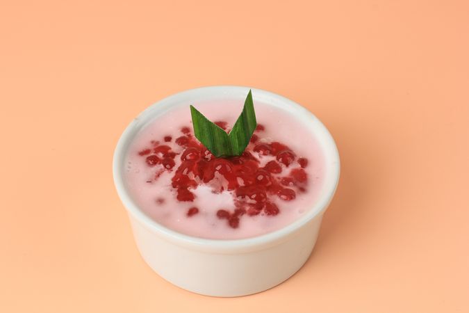 Indonesian dessert porridge made from sagoo pearl, sugar and coconut milk