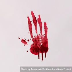 Bloody hand print on light paper 0PgZgb