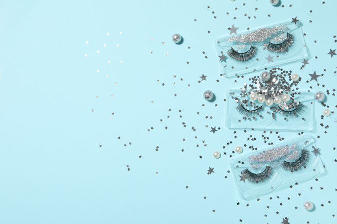 concept of cosmetology tools and beauty treatment, false eyelashes