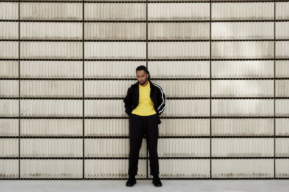 Black male near concrete blocks