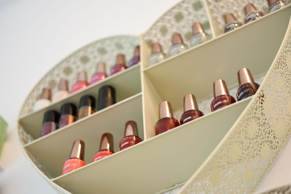 Heart shape shelf of nail polished