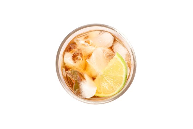 Glass of cold cola isolated on blank background