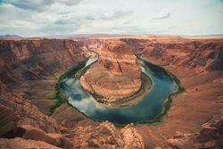 Picturesque canyon with idyllic lake