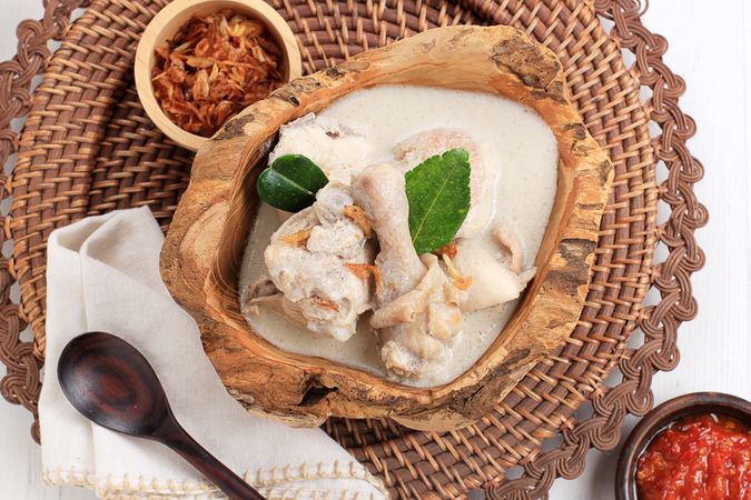 Opor ayam or Chicken Curry, Traditional Indonesian Food made from Chicken Cooked with Coconut Milk and Spices