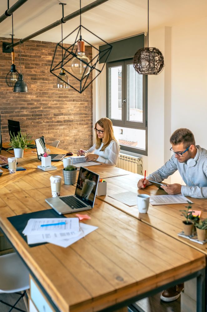 People working in a coworking office