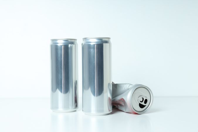 Concept of drink, blank cans with space for label