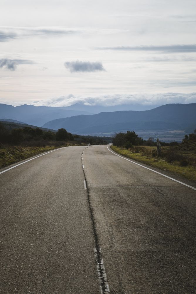 Road in between mountains
