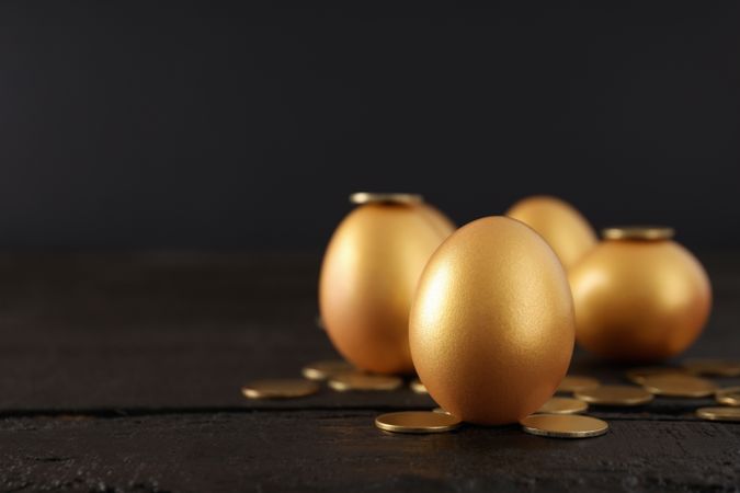 Concept of wealth and retirement - golden eggs