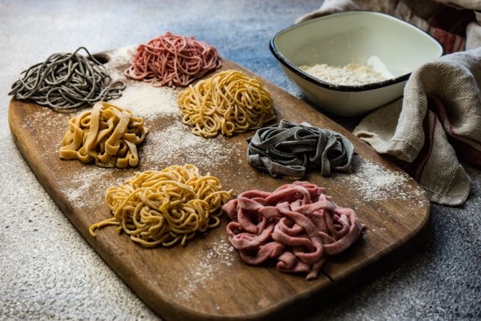 Variety of homemade pasta