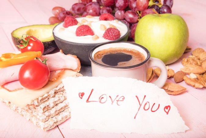 Love you note and an abundant breakfast