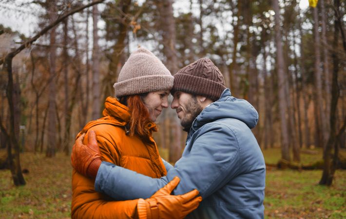 A couple in love embracing each other