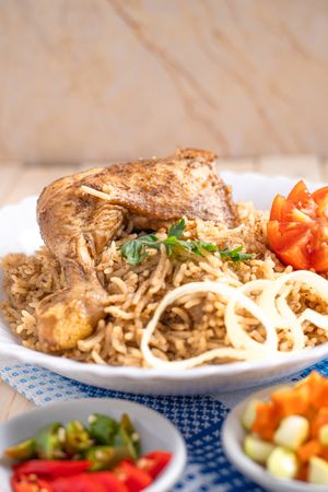 Kebuli rice with fried chicken