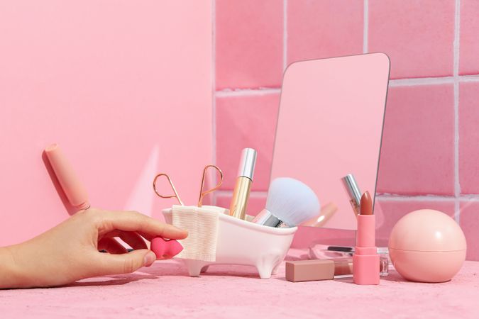 Concept of cosmetic and beauty care accessories