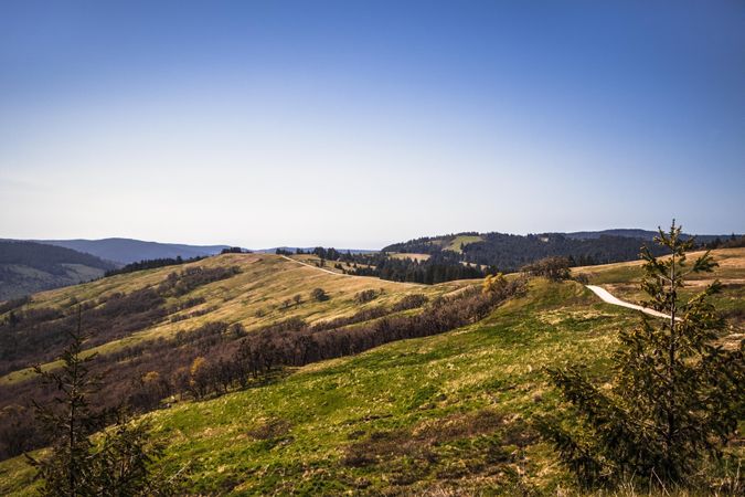 Clear mountain top with trail
