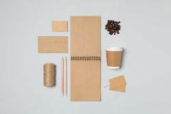Mockup business brand template on light gray background, space for text