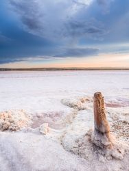 Cloudy sky over salt mine