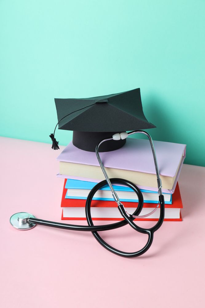 Medical literature concept - composition with different books