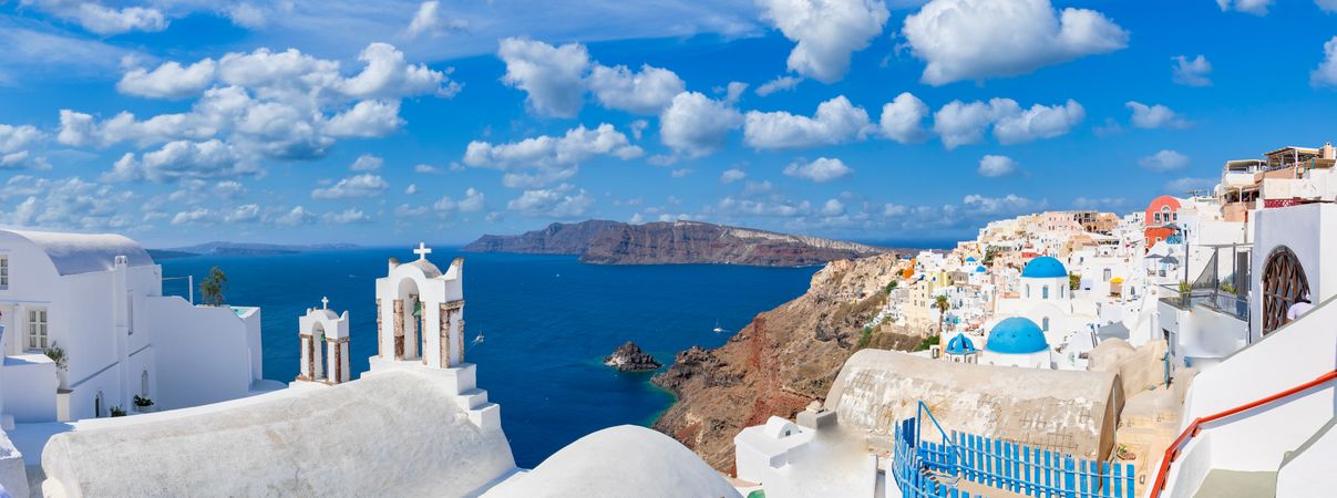 Wide shot of beautiful view of  Santorini