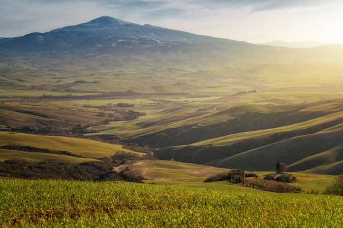 Amazing green valley with mountains