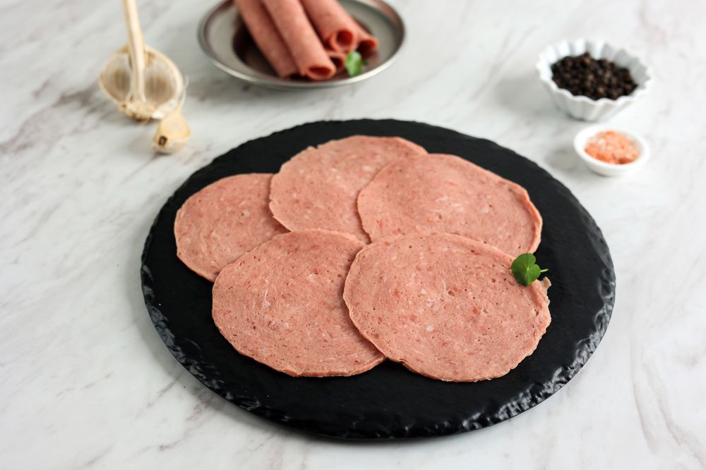 Plate of deli meat slices