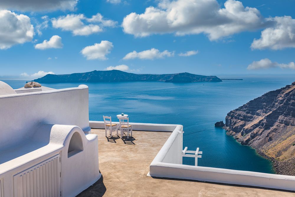 Idyllic patio looking over the sea
