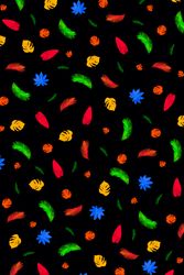 Neon tropical leaves pattern in vivid  fluorescent colors on dark background