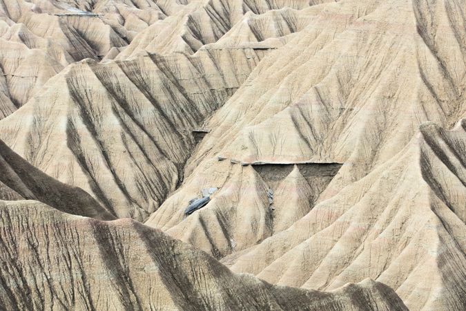 Rock mountain on desert land