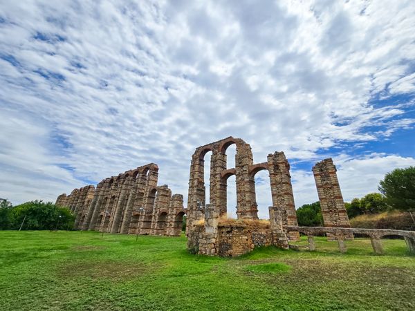 The Acueducto de los Milagros, Miraculous Aqueduct in Merida, Extremadura, Spain