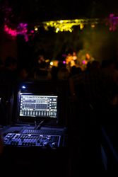 Sound mixer during a night concert