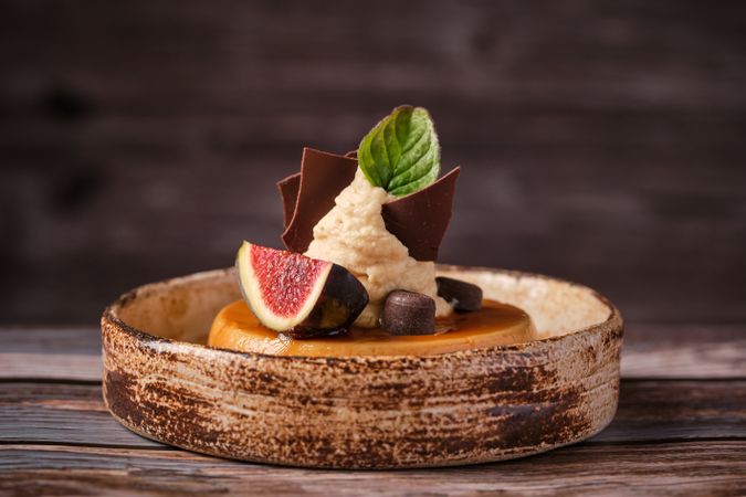 Delicious cheesecake served on ceramic plate