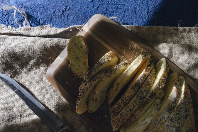 Neatly sliced bread for breakfast