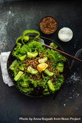 Green fresh salad on concrete background with copy space 41ldVO