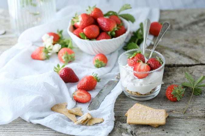 Dessert of ripe strawberries