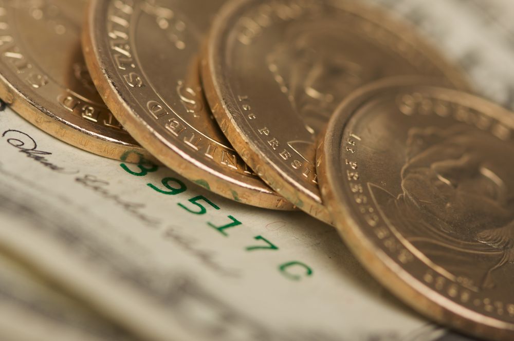 Abstract U.S. Dollar Coins & Bills