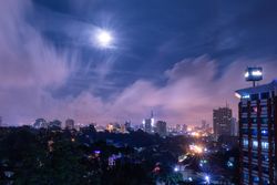 City with high rise buildings during night time in Nairobi, Kenya 563ke4