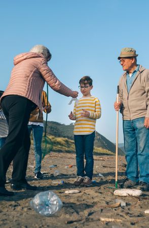 Volunteers preparing to clean the beach