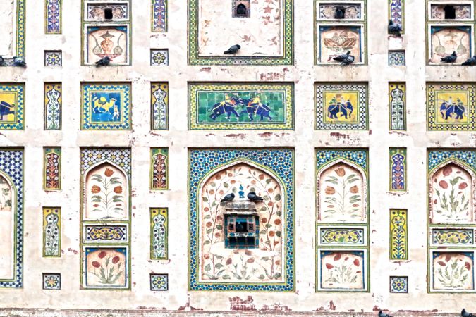 Mosaics on mosque in Lahore, Pakistan