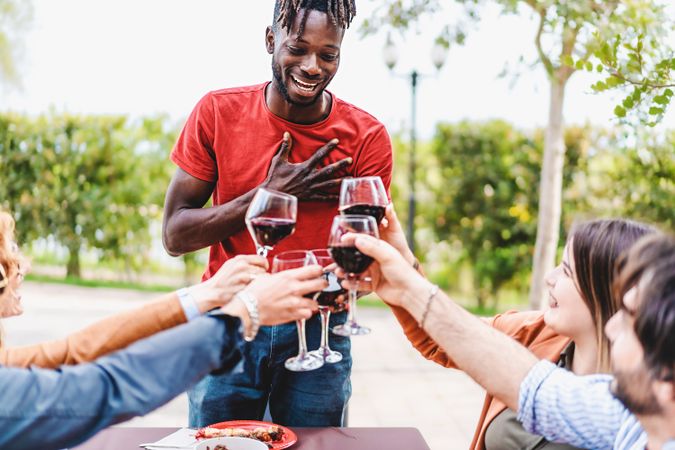 Black man happy to receive toast on his birthday