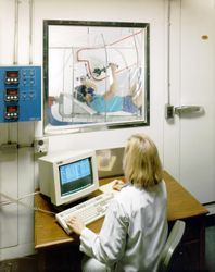 Female researcher running experiment with the EVA Exercise Device